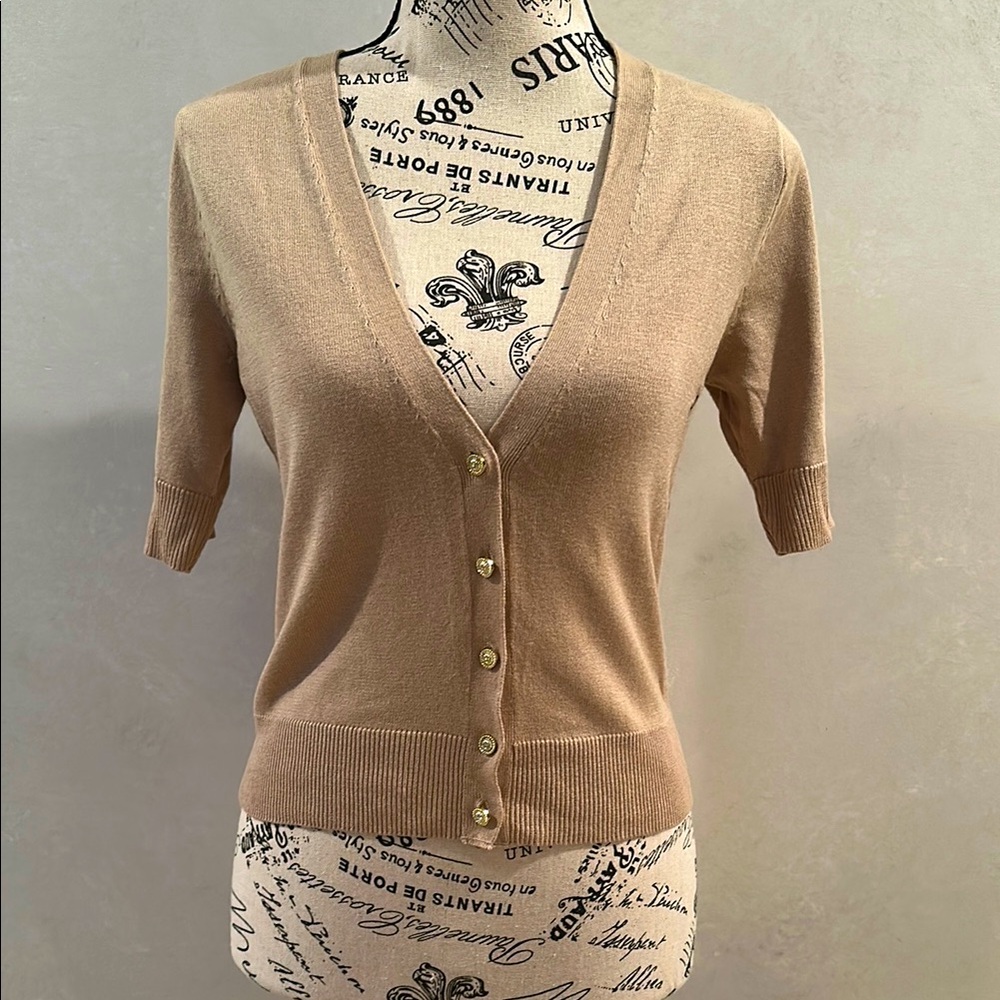 NWT New York & Company Tan Cardigan Sweater Classic Knit